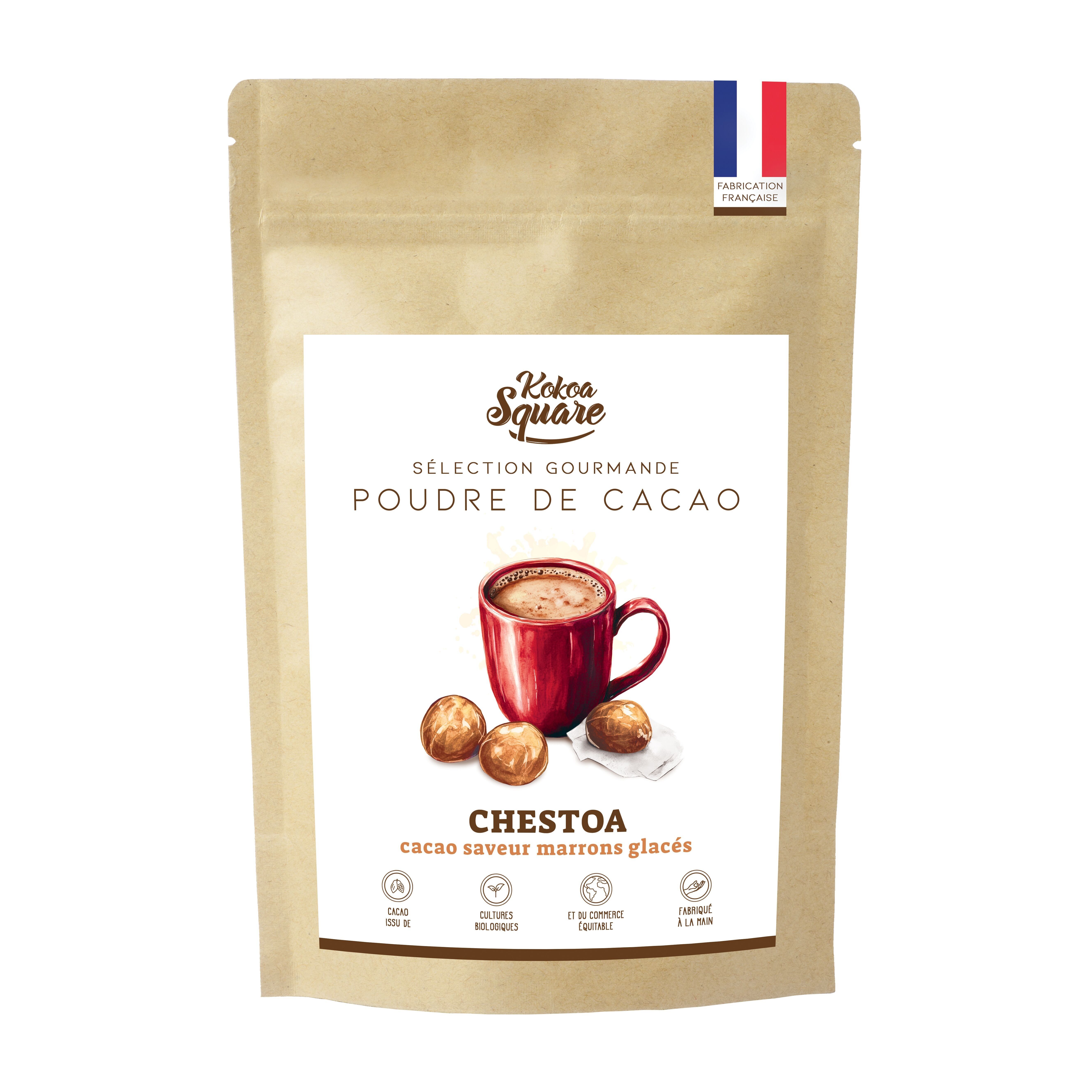 Chestoa - Cacao in polvere per cioccolata calda al gusto di castagne candite