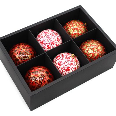 Set of 6 Large Red Luxury Handmade Hand Painted Baubles