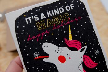 "C'est une sorte de magie" (licorne) Carte pliante de Noël Letterpress A6 avec enveloppe 3