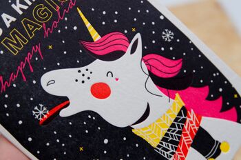 "C'est une sorte de magie" (licorne) Carte pliante de Noël Letterpress A6 avec enveloppe 4