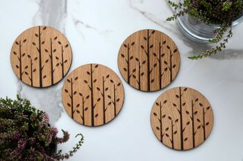 Wood Coasters "FOREST" - Sous-verres ronds en bois pour protection de table, lot de 4 4