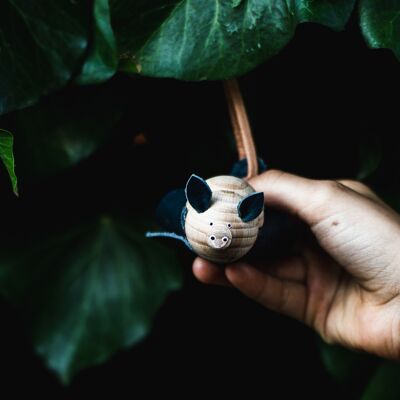Murciélago de herradura dormido, animal de juguete de madera para niños de 1 a 9 años
