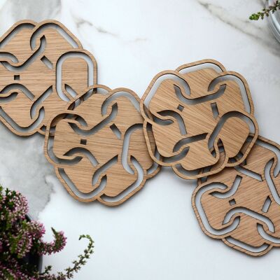 Sottobicchieri in legno per bevande "KNOT", set da 4