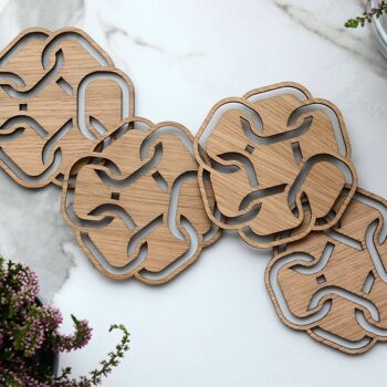 Sous-verres en bois pour boissons "KNOT", lot de 4 1