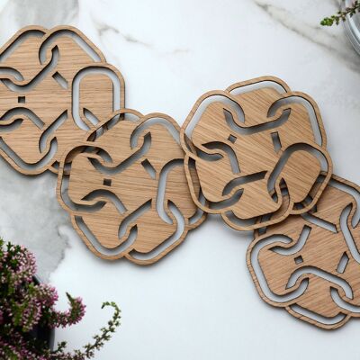 Wooden Coasters for Drinks "KNOT", Set of 4