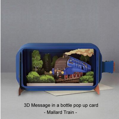 Message in a bottle pop up card-Mallard Train