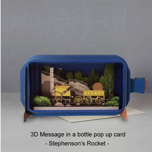 Message in a bottle pop up card-Stephenson's Rocket