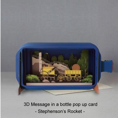 Message in a bottle pop up card-Stephenson's Rocket