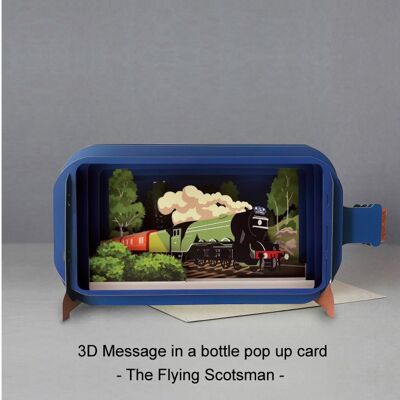 Message in a bottle pop up card-FLYING SCOTSMAN