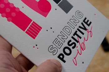 Carte pliante « Vibes positives » (vibromasseur) Anniversaire Letterpress A6 avec enveloppe 3
