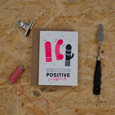 "Positive vibes" (Vibrator) Geburtstag Letterpress A6 Klappkarte mit Umschlag