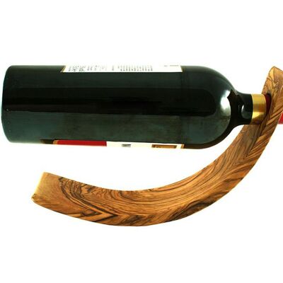 Soporte para botella de vino MOND, madera de olivo, soporte para botella de vino