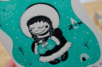 "Profitez de l'hiver" Carte pliante de Noël Letterpress A6 avec enveloppe 2