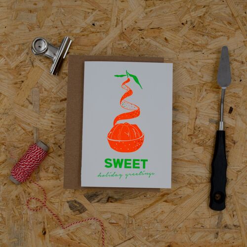 "Mandarine" (Tannenbaum) Weihnachten Letterpress A6 Klappkarte mit Umschlag