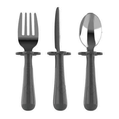 Set of 3 ergonomic stainless steel cutlery GRAY