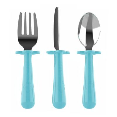 TURQUOISE set of 3 ergonomic stainless steel cutlery