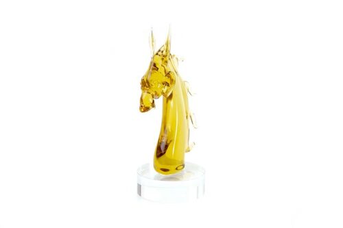 Paard Glasbeeld Goudbruin 14 x 7 cm.