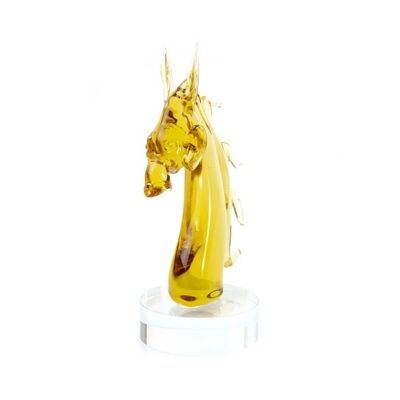 Cavallo Immagine in vetro Marrone dorato 14 x 7 cm.