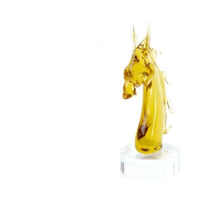 Pferd Glasbild Goldbraun 14 x 7 cm.