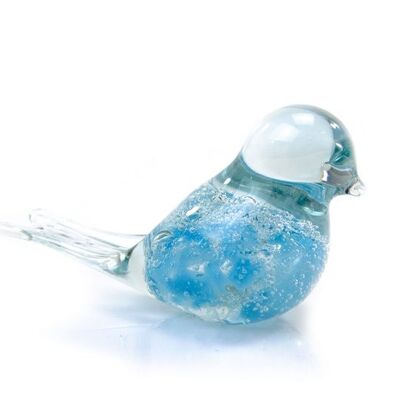 Pájaro azul claro con burbujas