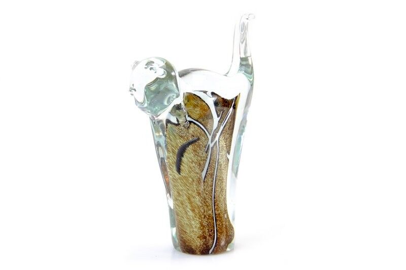 Gatto in vetro marrone