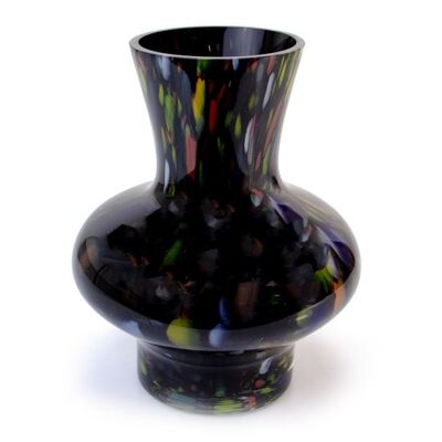 Vaso nero con puntini colorati y