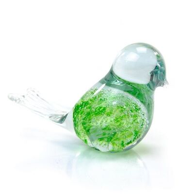 Pájaro verde con burbujas