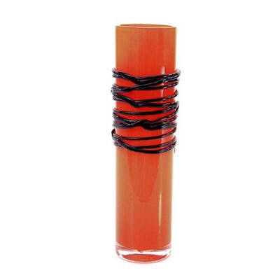 Rote Vase mit schwarzer Spirale 24 x 7 cm