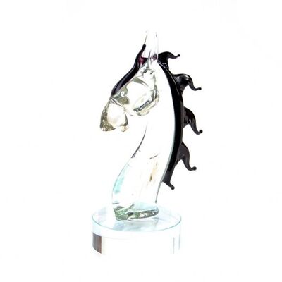 Cheval Sculpture en verre sur socle 14 x 7 cm.