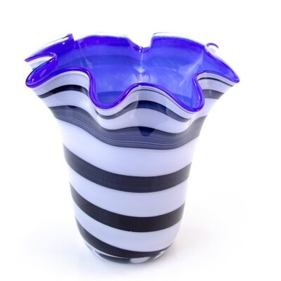 Glass Vase Zebra with Blue