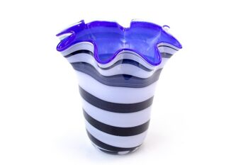 Vase en Verre Zèbre avec Bleu