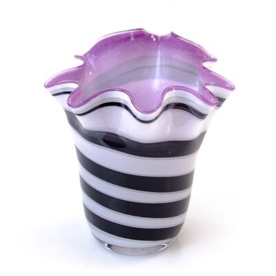 Glass Vase Zebra with Purple