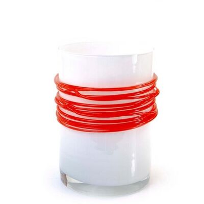 Weiße Vase mit roter Spirale