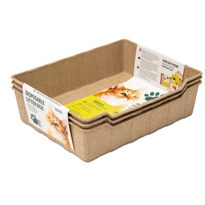 EcoPetBox biodegradable litter trays. Set of 3. 12 sets in the box.