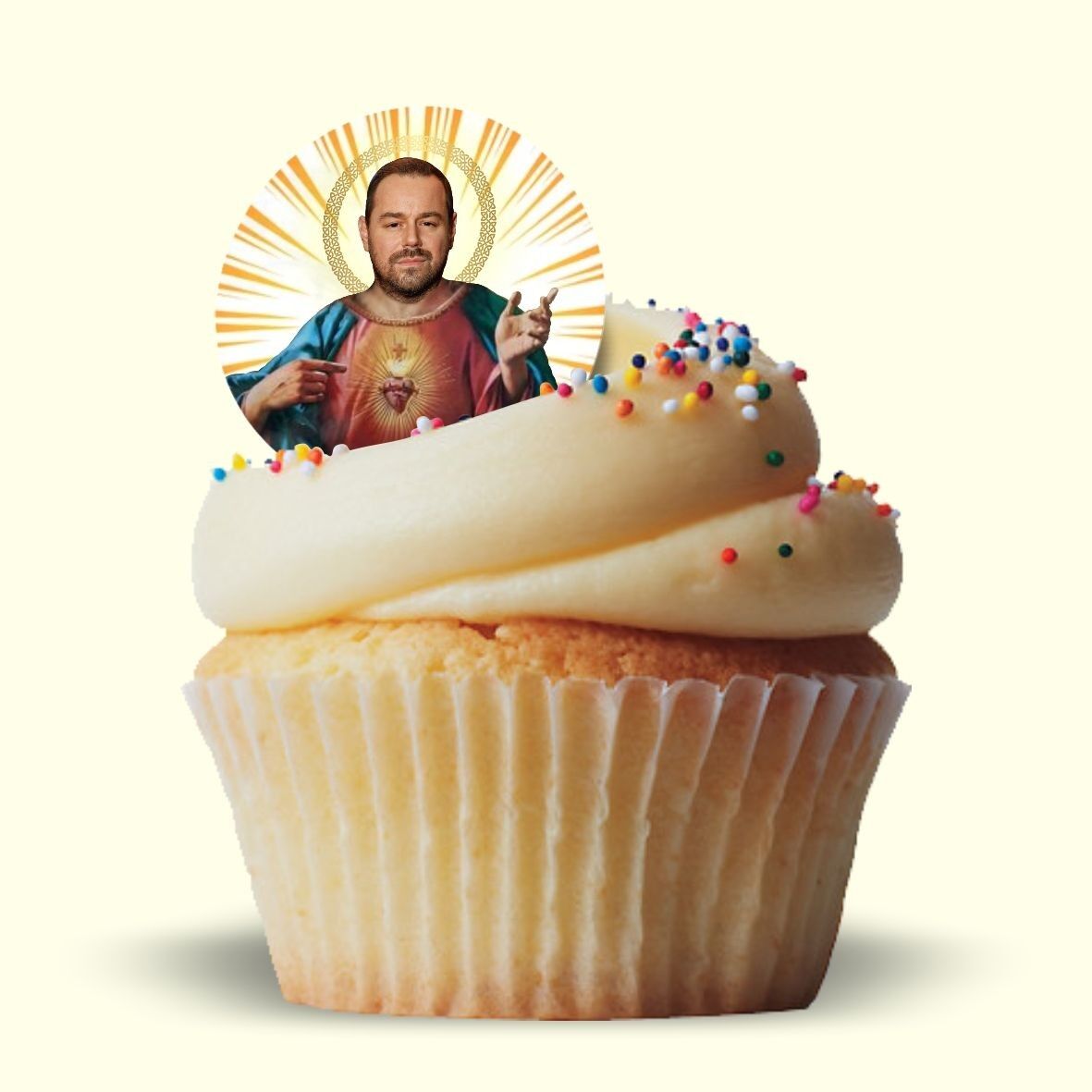 Adornos para cupcakes de oblea comestible de oración de celebridades de Danny Dyer