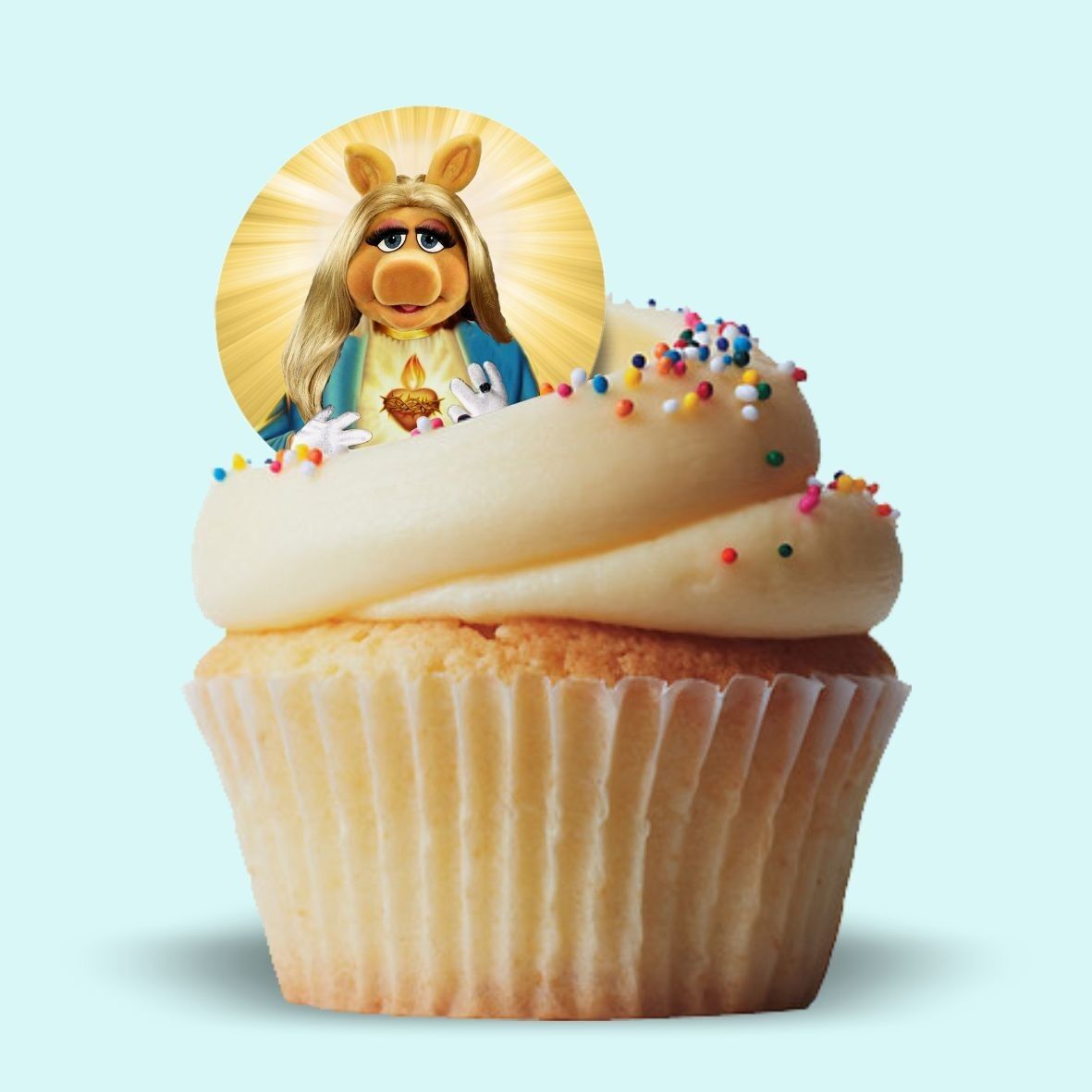 Toppers para cupcakes de oblea comestible de Miss Piggy Celebrity Prayer