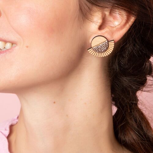 Puces d'oreilles en bois AZTÈQUE mordoré
