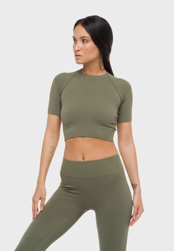 T-SHIRT COURT NORA INFINITY - OLIVE 1
