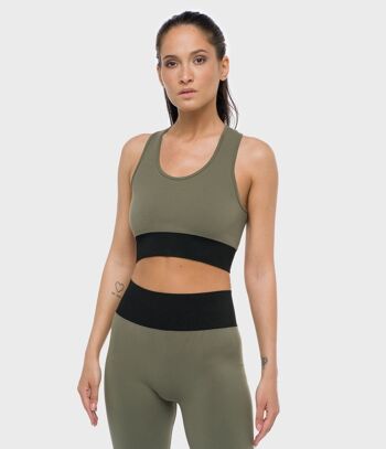 CROP TOP KAIA BRB - OLIVE-NOIR 2