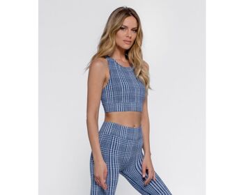 CROP TOP RIVIERA PIED-DE-POULE - BLEU CRÉPUSCULE/BLANC 1