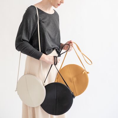 TOMOE Medium Cream Leather Crossbody Bag