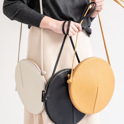 JINGU the large cream leather crossbody bag