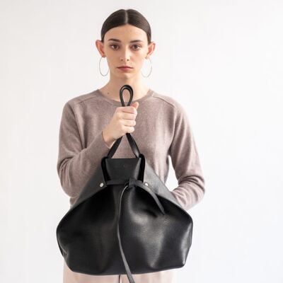 EVA die Einkaufstasche aus schwarzem Leder