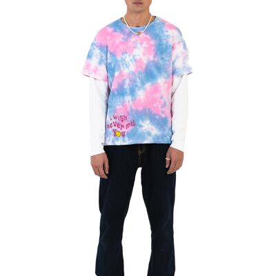 T-shirt manches longues tie-dye rose