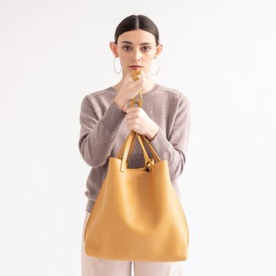 EVA the mustard leather shopping bag
