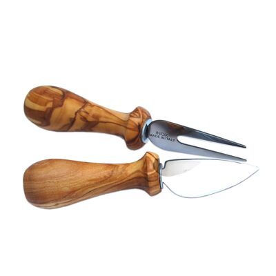 Cheese cutlery, 2 pcs. with handle made of olive wood