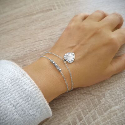 Silver heart bracelet with Black Diamond crystals