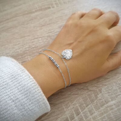 Silver heart bracelet with Black Diamond crystals