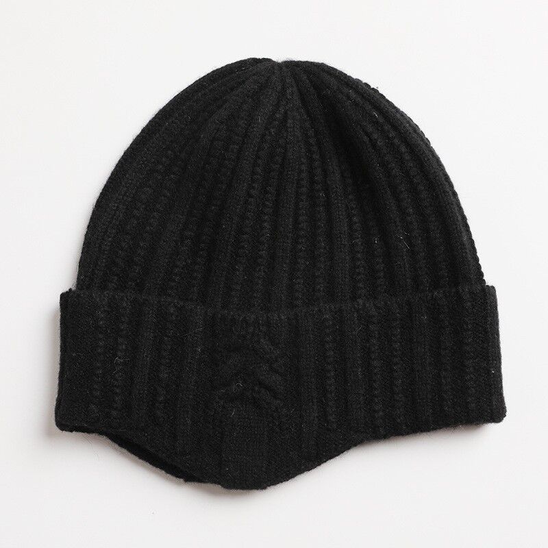 Scaldaorecchie in cashmere a coste nero