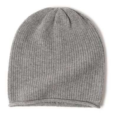 Cashmere Fine Rib Beanie Courmayeur Grey